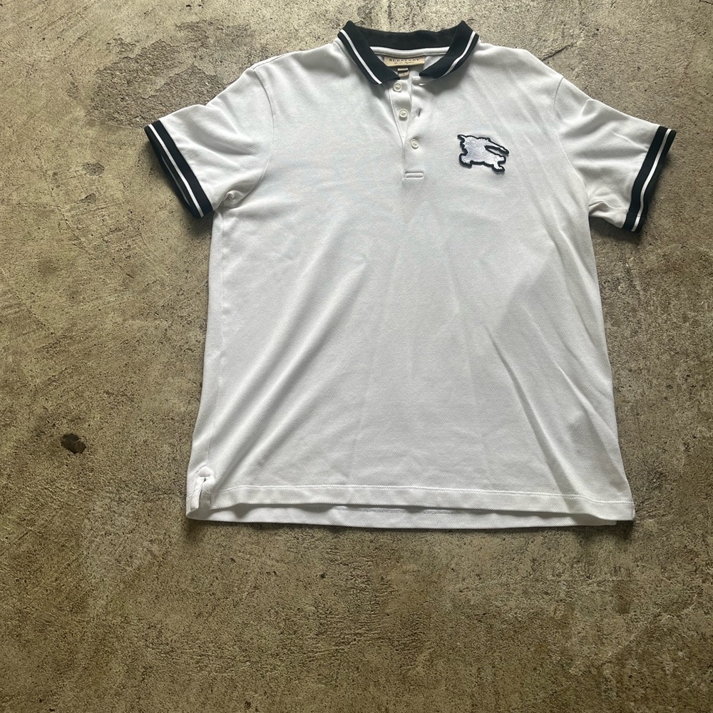 Burberry White Polo with Black Trim